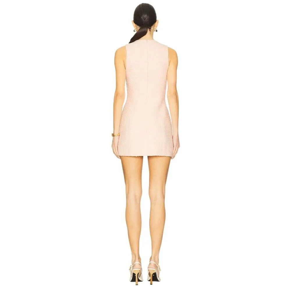L'Academie by Marianna Dapheen Mini Dress in Light Pink Medium New Womens Tweed - Picture 2 of 11